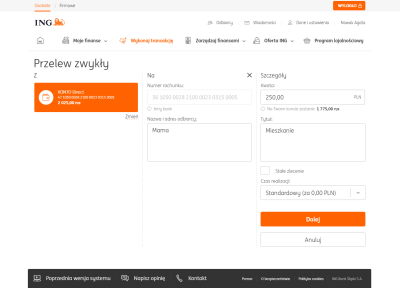 Bankowość internetowa ING - przelew online